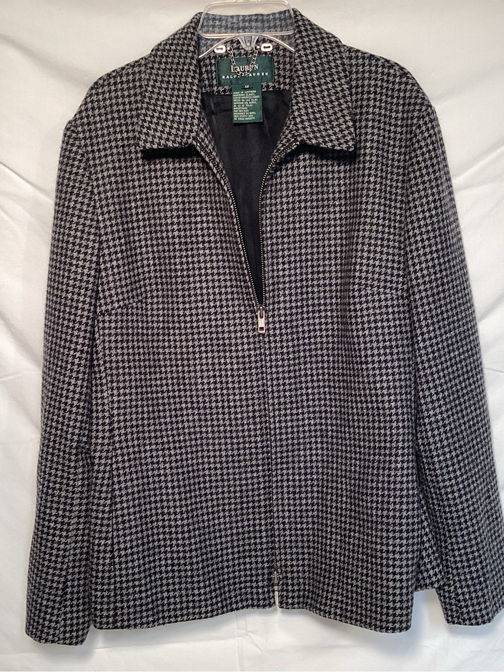 Lauren Ralph Lauren Houndstooth Lambswool Zip Up Jacket Women’s Size 12